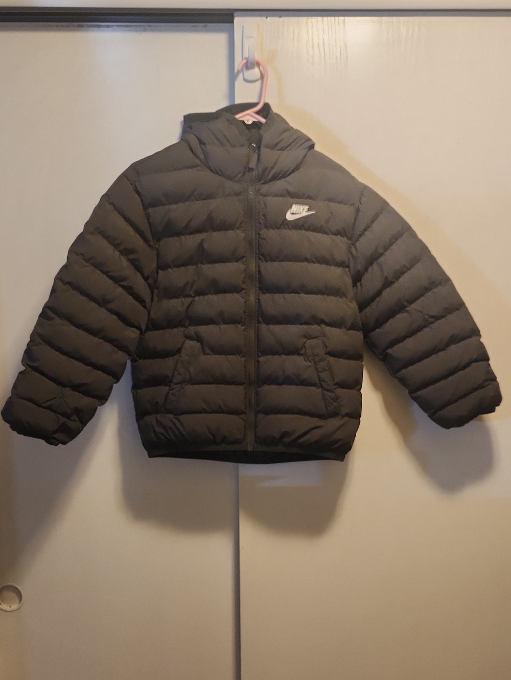 Nike Kids M Dark Olive Hooded Puffer Jacket